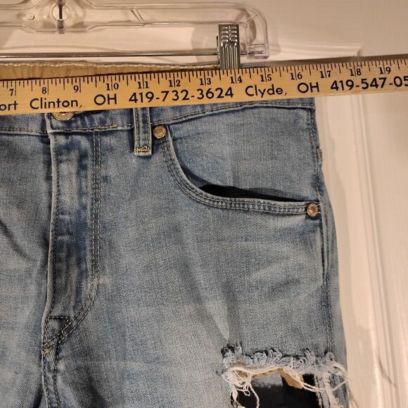 Levi's 511 jeans mens 34x34 blue denim distressed light wash stretch slim fit - Picture 5 of 10